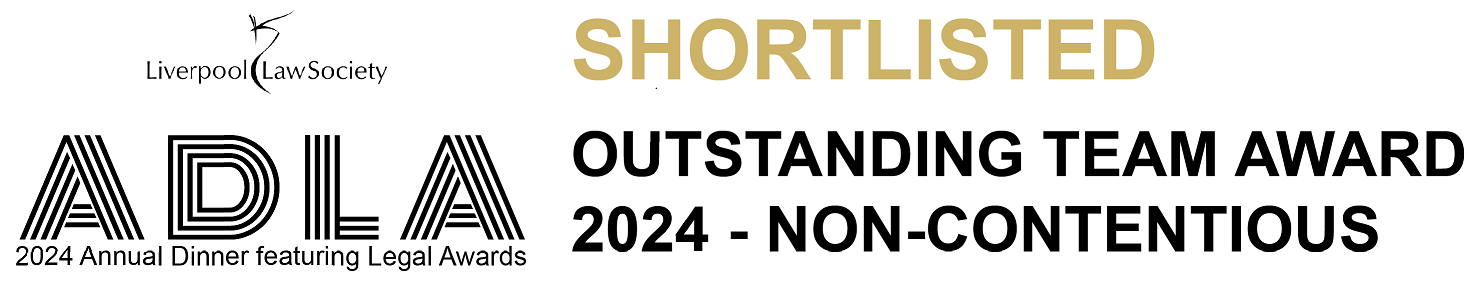 a graphic that reads "ADLA, shortlisted. Outstanding team award 2024 - non-contentious"